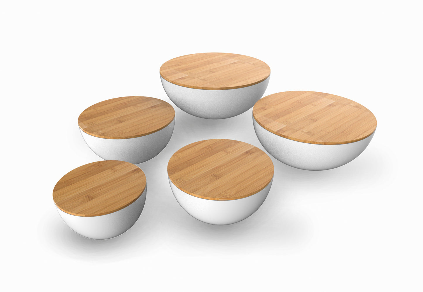 5 pcs Mixing Bowl  With Bamboo Lids