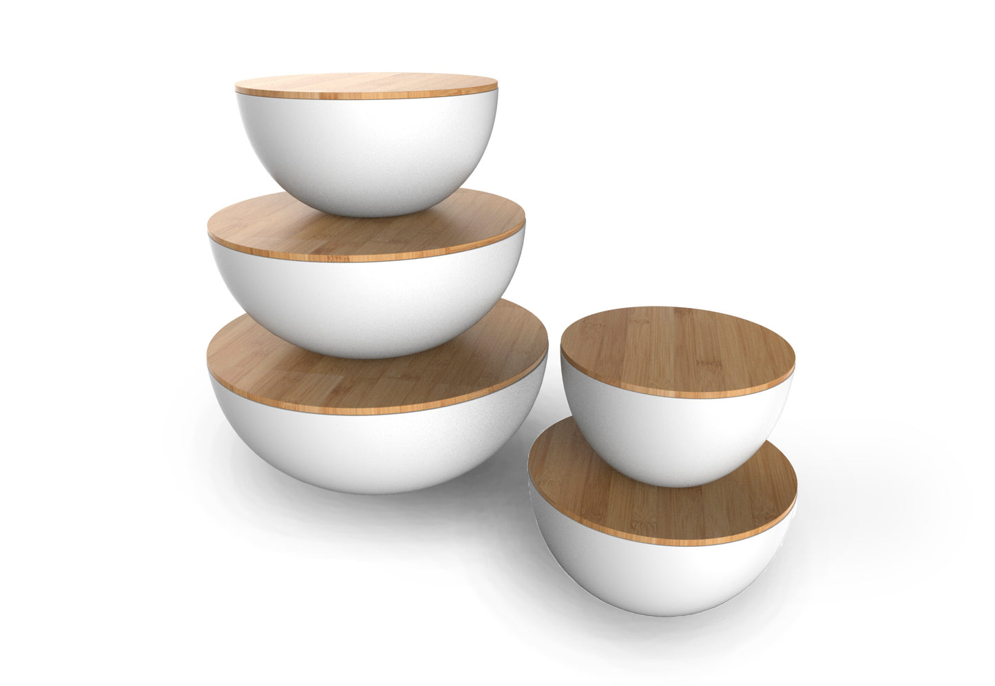 5 pcs Mixing Bowl  With Bamboo Lids