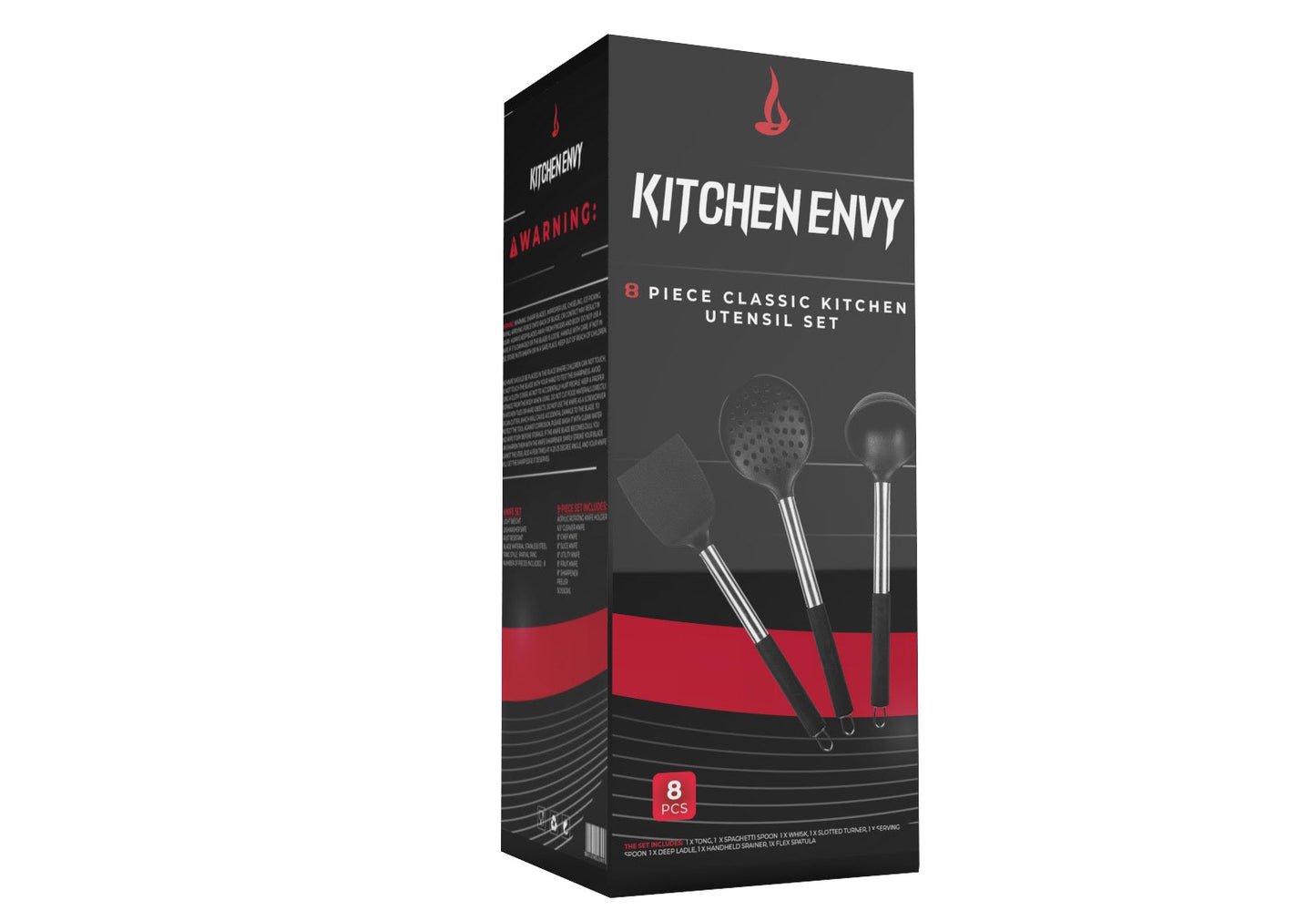 8 PIECE HARD SILCON & STAINLESS STEEL UTENSIL SET