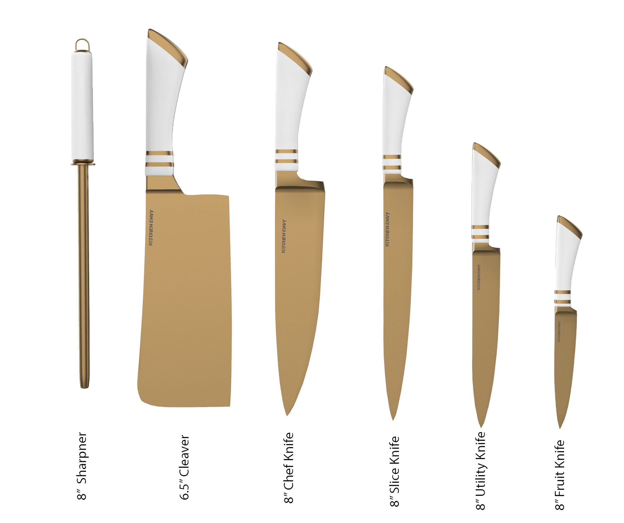  6 Piece Knife Set, 5 Beautiful Rose Gold Knives with Knife  Block, Sharp Kitchen Knife Sets, Multiple Size, All Purpose Kitchen Knives
