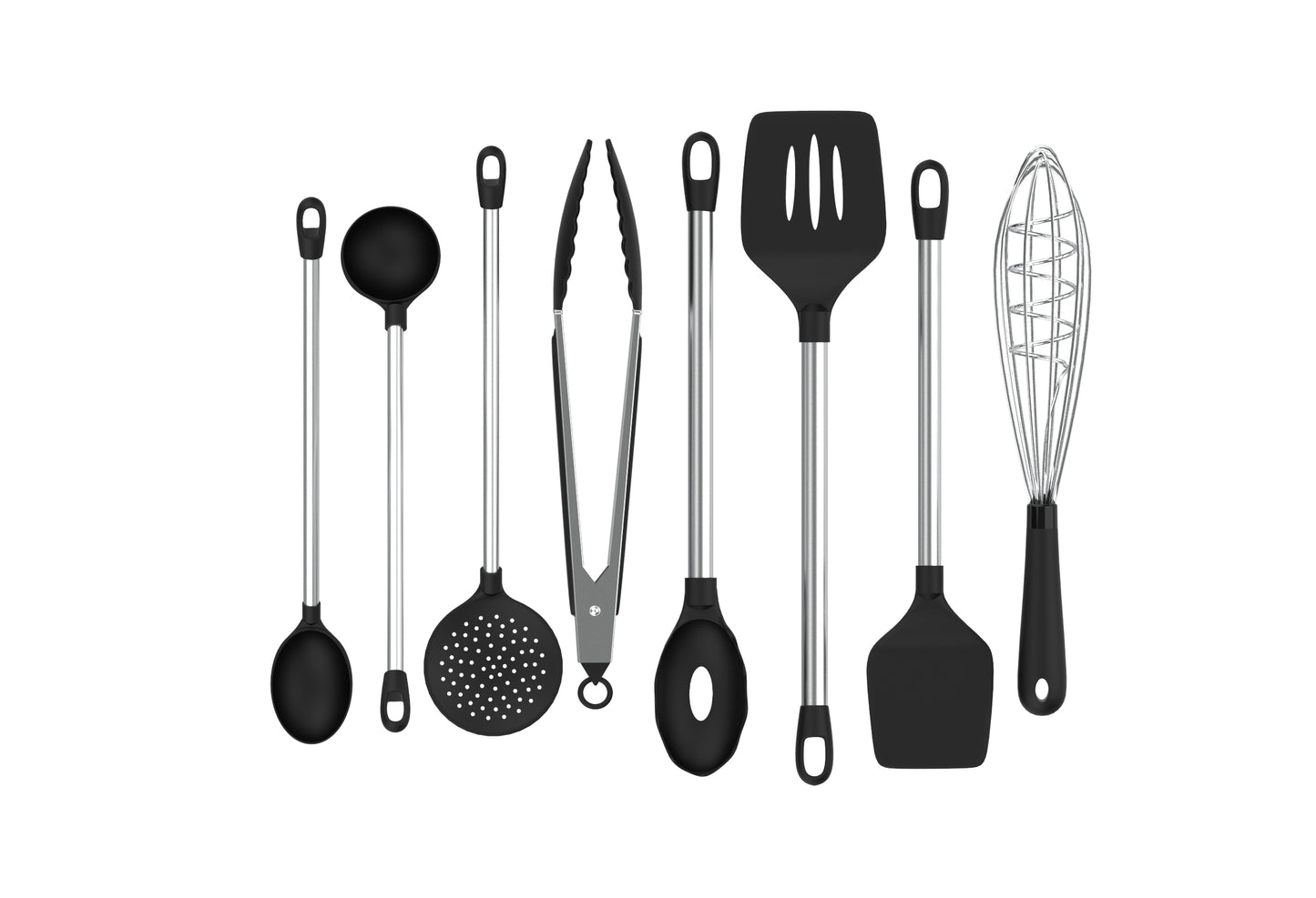 8 PIECE HARD SILCON & STAINLESS STEEL UTENSIL SET