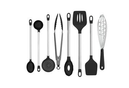 8 PIECE HARD SILCON & STAINLESS STEEL UTENSIL SET