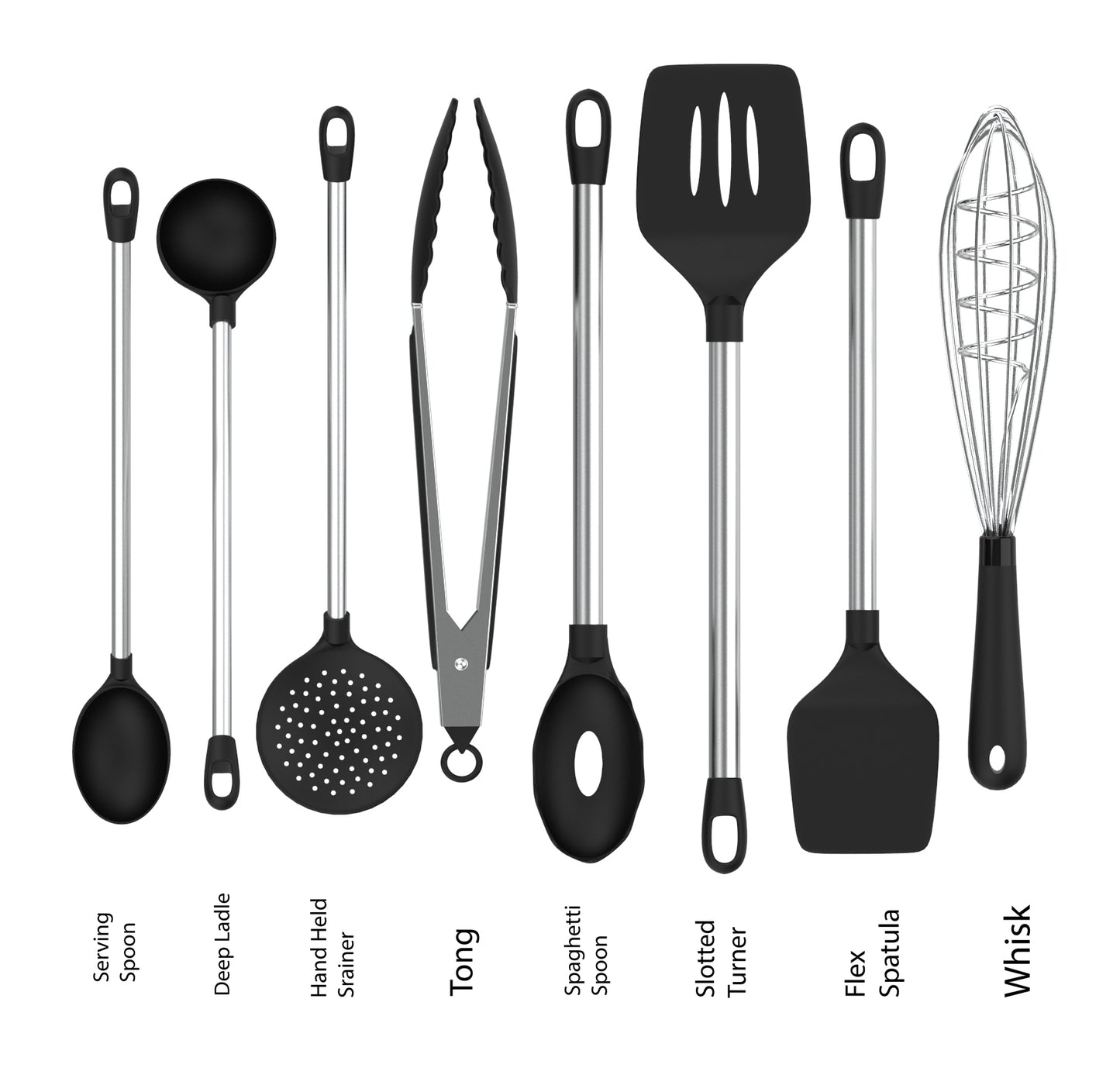 8 PIECE HARD SILCON & STAINLESS STEEL UTENSIL SET