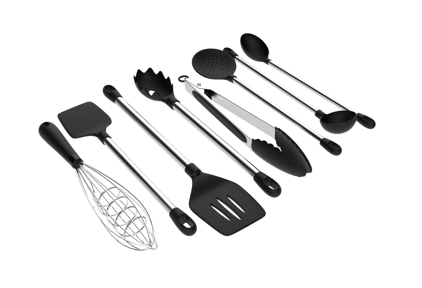 8 PIECE HARD SILCON & STAINLESS STEEL UTENSIL SET